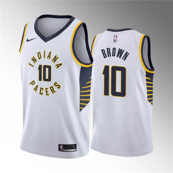 Men's Indiana Pacers #10 Kendall Brown White Association Edition Stitched Basketball Jersey